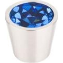 Top Knobs TK132BSN Crystal 3/4" Brass Cone Shaped Blue Crystal Center Cabinet Knob in Brushed Satin Nickel