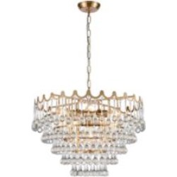 ELK Home D4152 Juice 5 Light 23" Incandescent Clear Crystal Three Tier Chandelier in Aged Brass