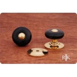 RK International CK-313 1 1/4" Black Porcelain Cabinet Knob with Brass Tip