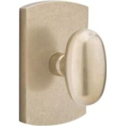 Emtek 7050 4 1/2" Pair of Dummy Door Knob with Sandcast Bronze Rectangular Arched Rosette
