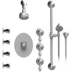 Rubinet 45RML Romanesque Temperature Control Shower with Aquatron 3 Function Shower Head, Bar, Integral Supply, Hand Held Shower