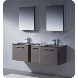 Fresca FVN17241224GR Brillante 60" Decor Planet Exclusive Double Sink Modern Bathroom Vanity in Stone Grey