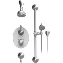 Rubinet 40FML Flemish Temperature Control Shower with Aquatron 3 Function Shower Head, Bar, Integral Supply & Hand Held Shower