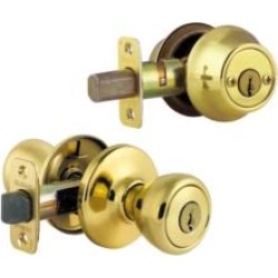 Kwikset CP695T-3 Tylo Clear Pack Door Entry Set in Polished Brass