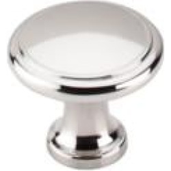 Top Knobs M1317 Asbury 1 1/8" Zinc Alloy Mushroom Shaped Ringed Cabinet Knob in Polished Nickel
