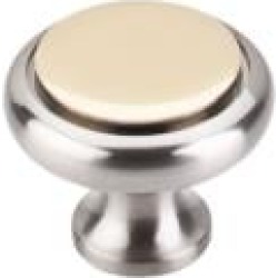 Top Knobs M339 Nouveau 1 1/4" Brass Mushroom Shaped Split Cabinet Knob in Brushed Satin Nickel and Polished Brass