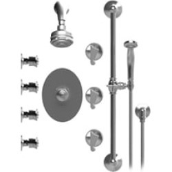 Rubinet 45JSS Jasmin Temperature Control Shower with Aquatron 3 Function Shower Head, Bar, Integral Supply, Hand Held Shower & F