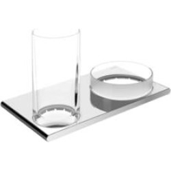 Keuco 115549000 Edition 8 1/2" Wall Mount Double Holder Glass and Shelf