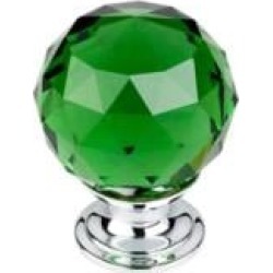 Top Knobs TK120 Crystal 1 3/8" Brass Round Shaped Green Crystal Cabinet Knob