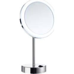 Smedbo FK484 Outline 7 7/8" Free Standing Shaving Make-Up Mirror with Dual LED Light