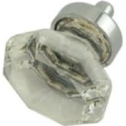 Emtek 86011 Crystal & Porcelain Old Town 1 1/4" Clear Crystal Cabinet Knob with Brass Base