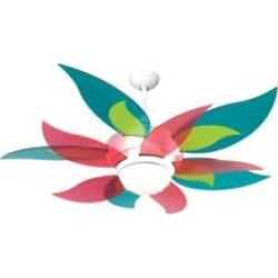 Craftmade K10613 Bloom 10 Blades 52" Indoor Ceiling Fan with Fluorescent Light Kit in Translucent Teal/Green and Cherry