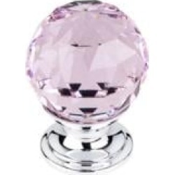Top Knobs TK117 Crystal 1 1/8" Brass Round Shaped Pink Crystal Cabinet Knob