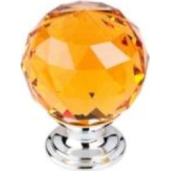 Top Knobs TK112 Crystal 1 3/8" Brass Round Shaped Amber Crystal Cabinet Knob