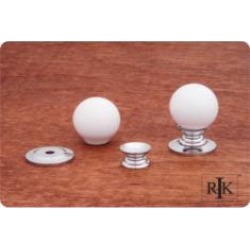 RK International CK-307 1" White Porcelain Chrome Cabinet Knob