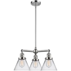Innovations Lighting 207-G42 Large Cone 22" Three Light Single Tier Clear Glass Chandelier with LED or Incandescent Bulb
