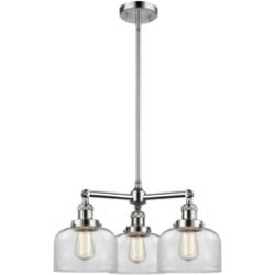 Innovations Lighting 207-G72 Large Bell 22" Three Light Single Tier Clear Glass Chandelier with LED or Incandescent Bulb Option