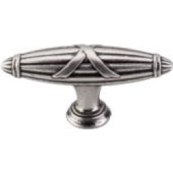 Top Knobs M929 Edwardian 2 3/4" Zinc Alloy T-Shaped Ribbon & Reed Cabinet Knob in Pewter Antique