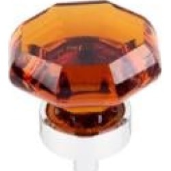 Top Knobs TK138 Crystal 1 3/8" Brass Geometric Shaped Wine Octagon Crystal Cabinet Knob