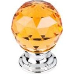 Top Knobs TK111 Crystal 1 1/8" Brass Round Shaped Amber Crystal Cabinet Knob