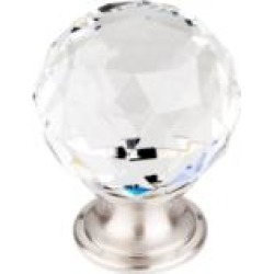 Top Knobs TK126 Crystal 1 3/8" Brass Round Shaped Clear Crystal Cabinet Knob