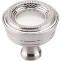 Top Knobs M1594 Edwardian 1 3/8" Hollow Brass Mushroom Shaped Beaded Cabinet Knob in Brushed Satin Nickel
