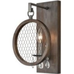 ELK Home D4328 Renaissance Invention 1 Light 9" Incandescent Wood Frame with Wire Shade Wall Sconce in Aged Wood