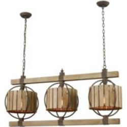 ELK Home 3215-014 Triple Barrel 3 Light 39 3/8" Incandescent One Tier Linear Chandelier in Wood Tone/Rust