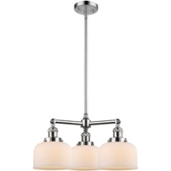Innovations Lighting 207-G71 Large Bell 22" Three Light Single Tier Matte White Cased Glass Chandelier with LED or Incandescent