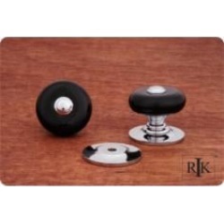 RK International CK-314 1 1/4" Black Porcelain Cabinet Knob with Chrome Tip