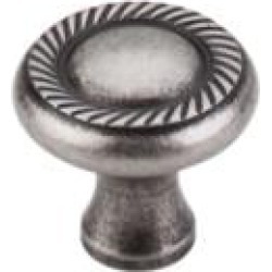 Top Knobs M329 Somerset II 1 1/4" Brass Mushroom Shaped Swirl Cut Cabinet Knob in Pewter Antique