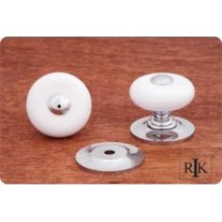 RK International CK-315 1 1/4" White Porcelain Cabinet Knob with Chrome Tip