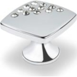 Topex P2059CRLSWA Swarovski Crystals 1" Small Square Cabinet Knob with Corner Crystals