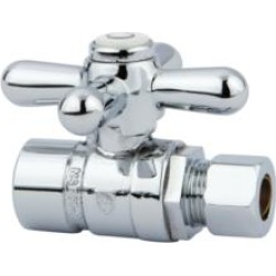 Kingston Brass CC4325X Vintage 3/8" OD Compression Straight Shut-off Valve with Metal Cross Handle