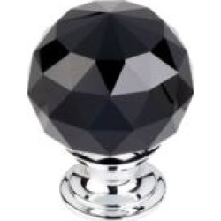Top Knobs TK116 Crystal 1 3/8" Brass Round Shaped Black Crystal Cabinet Knob
