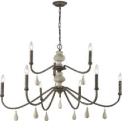 ELK Home D3960 French Connection 9 Light 42" Incandescent Two Tier Chandelier in Malted Rust/Gray Wood - Grande