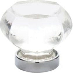 Emtek 86010 Crystal & Porcelain Old Town 1" Clear Crystal Cabinet Knob with Brass Base
