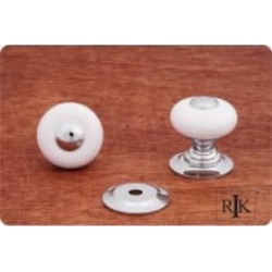 RK International CK-319 1" White Porcelain Cabinet Knob with Chrome Tip