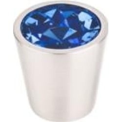 Top Knobs TK131BSN Crystal 1 1/8" Brass Cone Shaped Blue Crystal Center Cabinet Knob in Brushed Satin Nickel