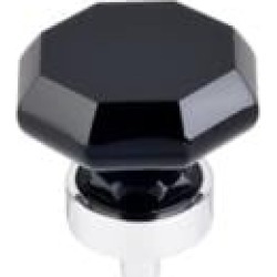 Top Knobs TK137 Crystal 1 3/8" Brass Geometric Shaped Black Octagon Crystal Cabinet Knob