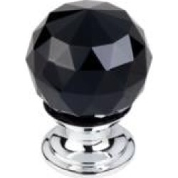 Top Knobs TK115 Crystal 1 1/8" Brass Round Shaped Black Crystal Cabinet Knob