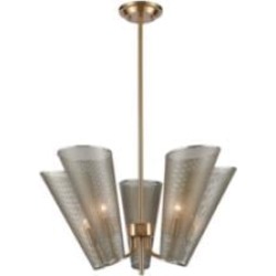 ELK Home D4170 Encore 5 Light 26" Incandescent Hardback Metal One Tier Chandelier in Antique Silver/Satin Brass