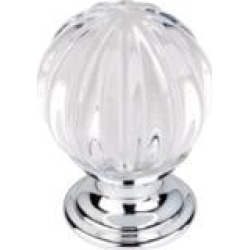 Top Knobs TK127 Crystal 1 1/8" Brass Round Shaped Clear Melon Crystal Cabinet Knob