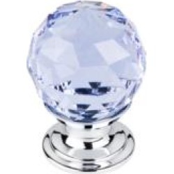 Top Knobs TK113 Crystal 1 1/8" Brass Round Shaped Light Blue Crystal Cabinet Knob