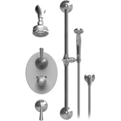 Rubinet 40JSL Jasmin Temperature Control Shower with Aquatron 3 Function Shower Head, Bar, Integral Supply & Hand Held Shower