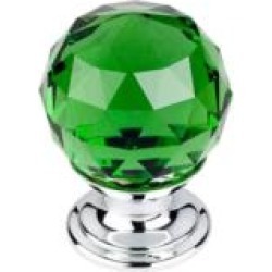 Top Knobs TK119 Crystal 1 1/8" Brass Round Shaped Green Crystal Cabinet Knob