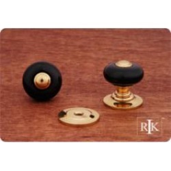 RK International CK-317 1" Black Porcelain Cabinet Knob with Brass Tip