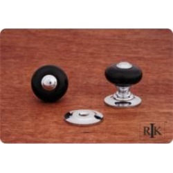 RK International CK-318 1" Black Porcelain Cabinet Knob with Chrome Tip