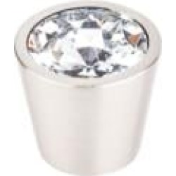Top Knobs TK136BSN Crystal 3/4" Brass Cone Shaped Clear Crystal Center Cabinet Knob in Brushed Satin Nickel