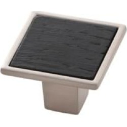 Belwith Keeler B076617WB Fuse 1 1/2" Zinc/Wood Square Shaped Cabinet Knob